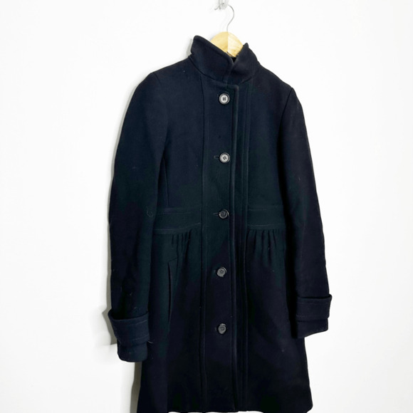 J. CREW Double Cloth Coletta Lady Day Italian Wool Coat Black womens size 4 - Picture 3 of 5